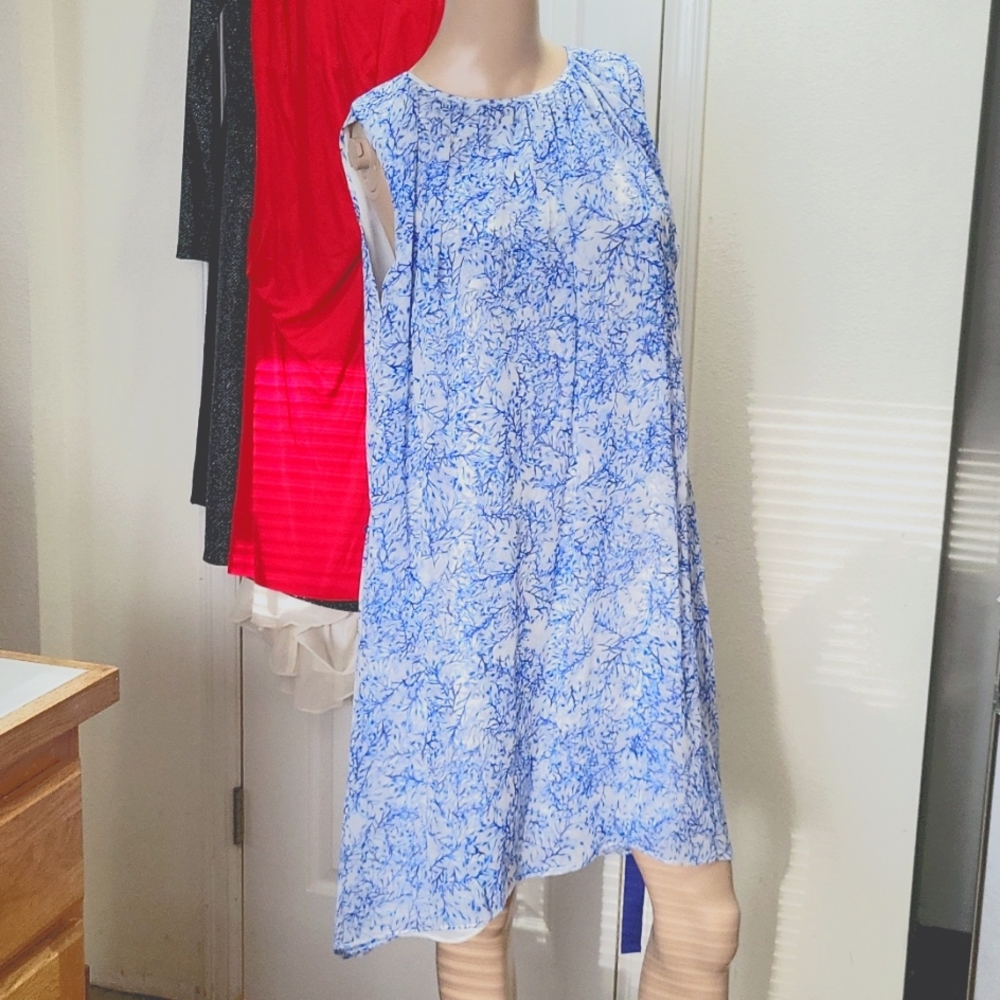 NWT Adam Lippes 100% Silk Light Flowing Lined Sleeveless Dress w/ Ribbon Belt